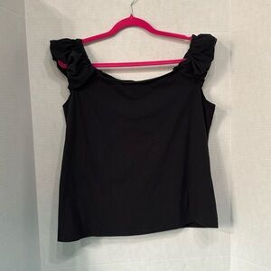 Who What Wear Black Puff Cap Sleeve Fitted Top Staple Piece Workwear Casual  XL